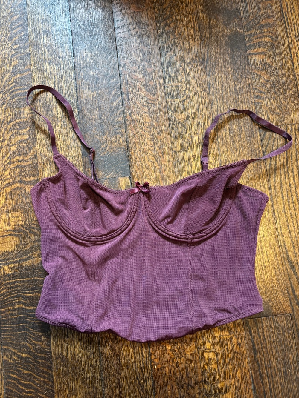 Garage Burgundy Cropped Corset Tank Top